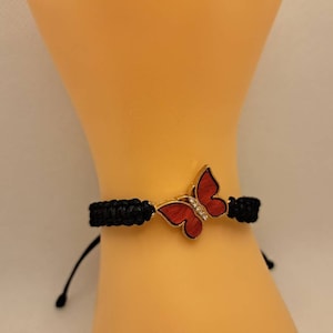Red Butterfly Bracelet, Macrame Bracelet For Women, Butterfly Gifts, Adjustable String Bracelet, Cord Bracelet For Girls, Woven Bracelet.