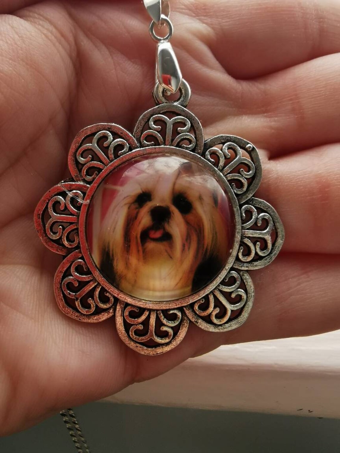 Shih Tzu Halskette Hund Anhänger Halskette Silber Hund Etsy