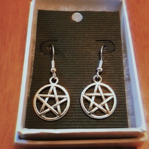 Silver-tone Pentagram Earrings