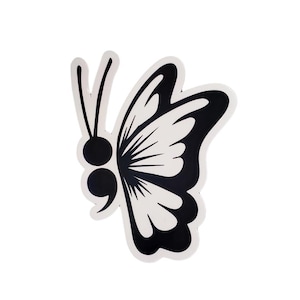 Semicolon Butterfly Sticker: Mental Health Awareness Decal - Glossy or Holographic
