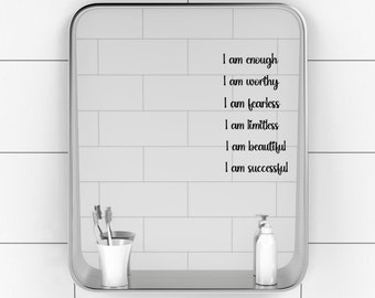 Set di adesivi per specchi con affermazione "I Am" - Adesivi motivazionali rimovibili in vinile per pareti, laptop e diari