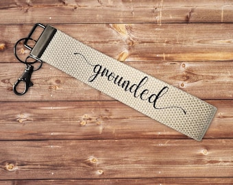Grounded Keychain Wristlet, Anxiety Relief, Grounding Affirmation, Mindful Gift for Her