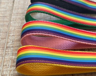 Pride Flag Rainbow Keychain, LGBTQ Lanyard Key Fob Wristlet with Cotton Webbing Backing