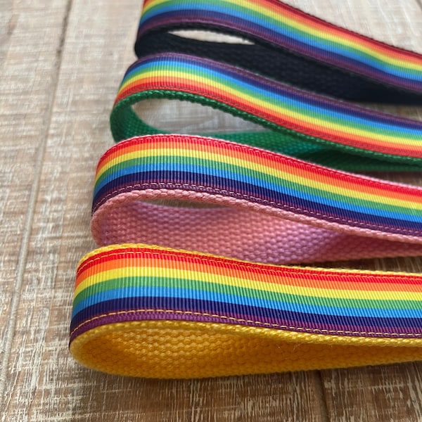 Pride Flag Rainbow Keychain, LGBTQ Lanyard Key Fob Wristlet with Cotton Webbing Backing