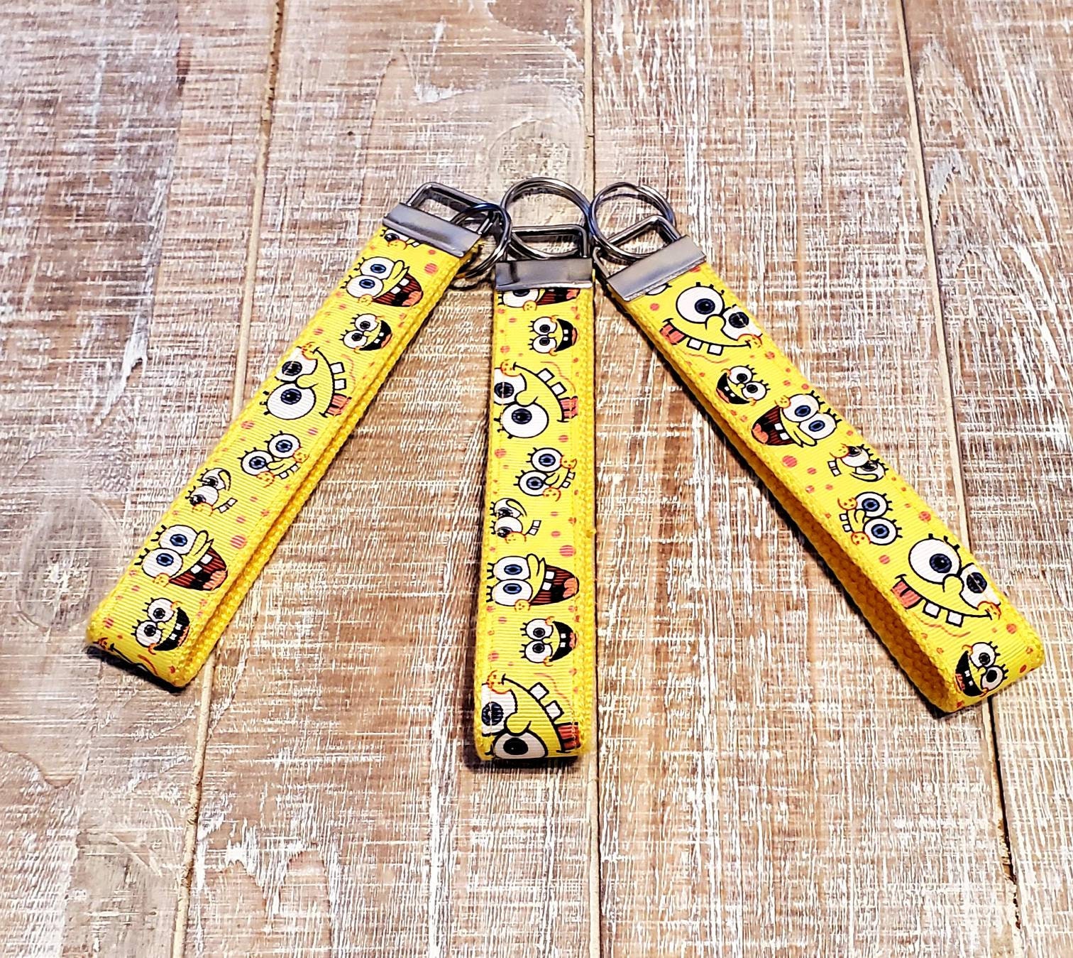 Spongebob Key Chain Yellow Key Fob Wristlet with Cotton Etsy