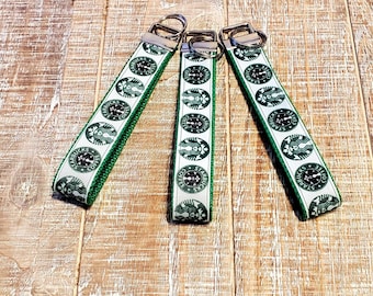 Starbucks Key Chain, Key Fob Wristlet with Cotton Webbing Backing, Lanyard Keychain for Coffee Lovers