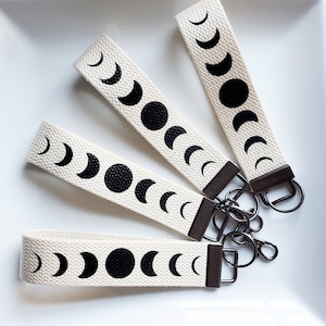 Llavero de pulsera con fases lunares, llavero con fases lunares, correa para llaves celestial, accesorios para el automóvil
