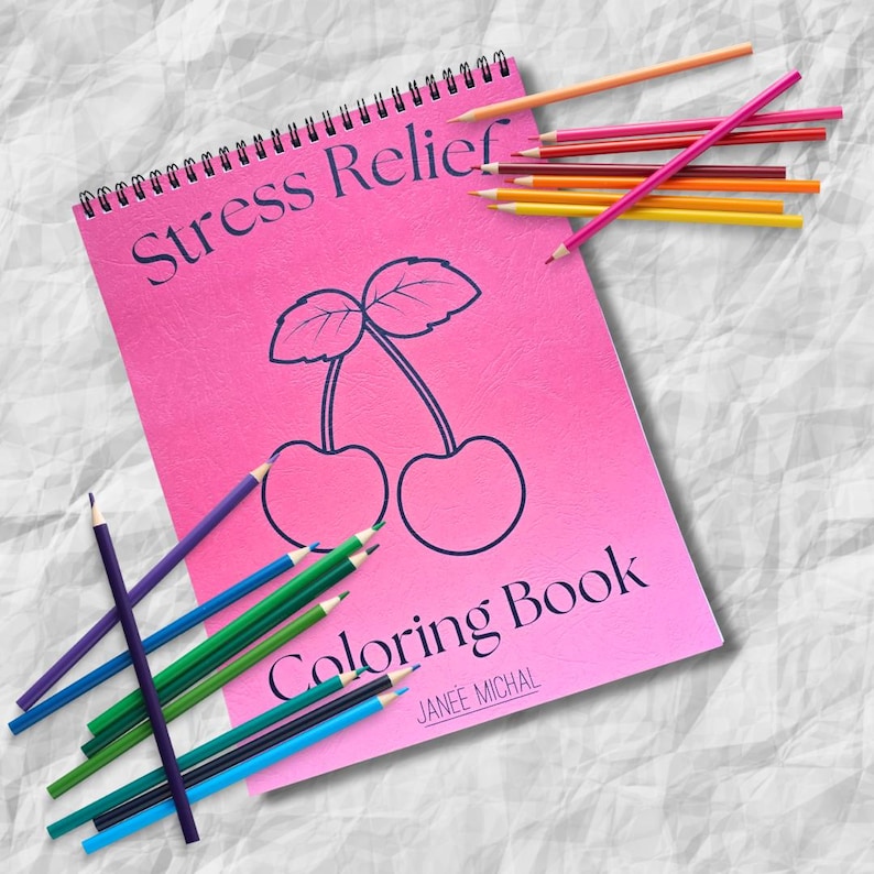 Stress Relief Coloring Book: Simple Designs, Heavy Cardstock, Top Spiral Bound image 1