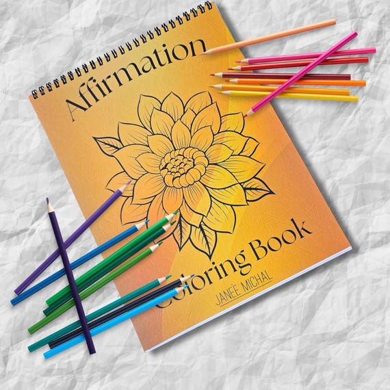 Affirmation Coloring Book: Floral Mandala, Mindful Relaxation, Spiral Bound, Heavy Cardstock