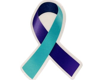 Lila und Blaugrüner Sucycle Awareness Ribbon Sticker - Unterstützung der psychischen Gesundheit