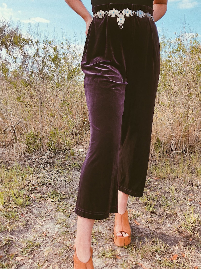 Vintage 90s does 70s LT SPORT Aubergine Velvet Cropped Widelegs