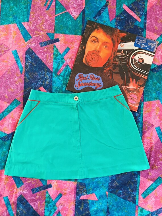 Vintage 90s does 60s TAIL Aquamarine Micro Mini Sk