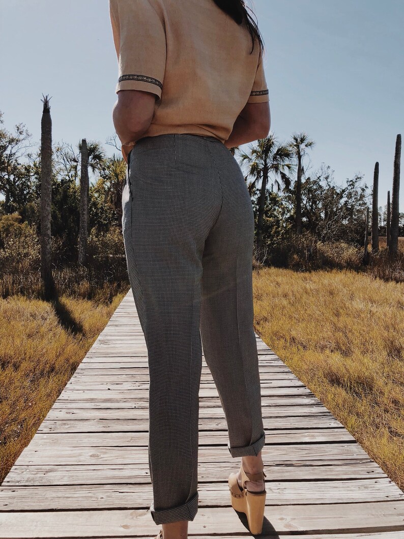 Vintage 70s 80s Jade Workwear Houndstooth Trousers