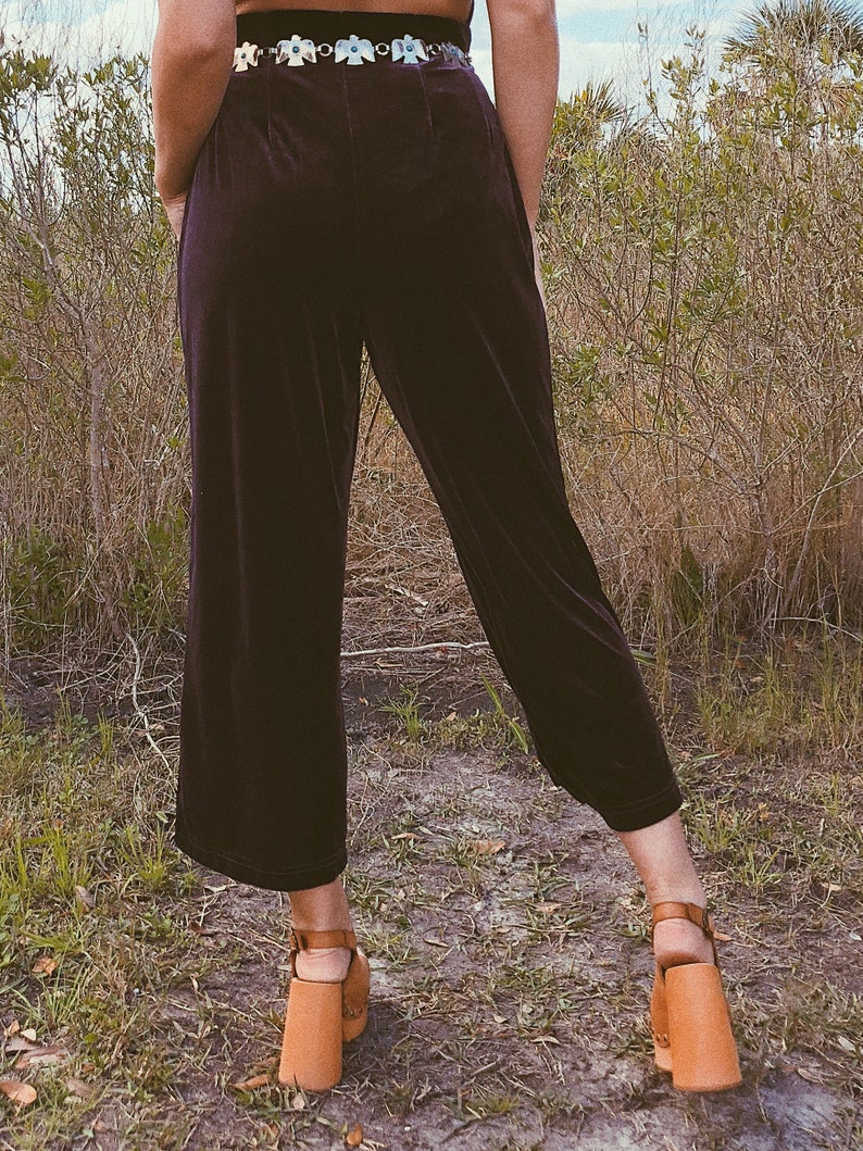 Vintage 90s does 70s LT SPORT Aubergine Velvet Cropped Widelegs