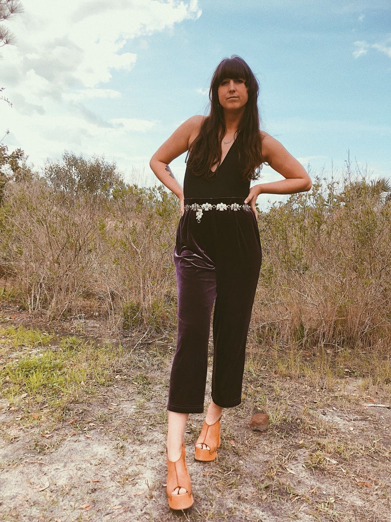 Vintage 90s does 70s LT SPORT Aubergine Velvet Cropped Widelegs
