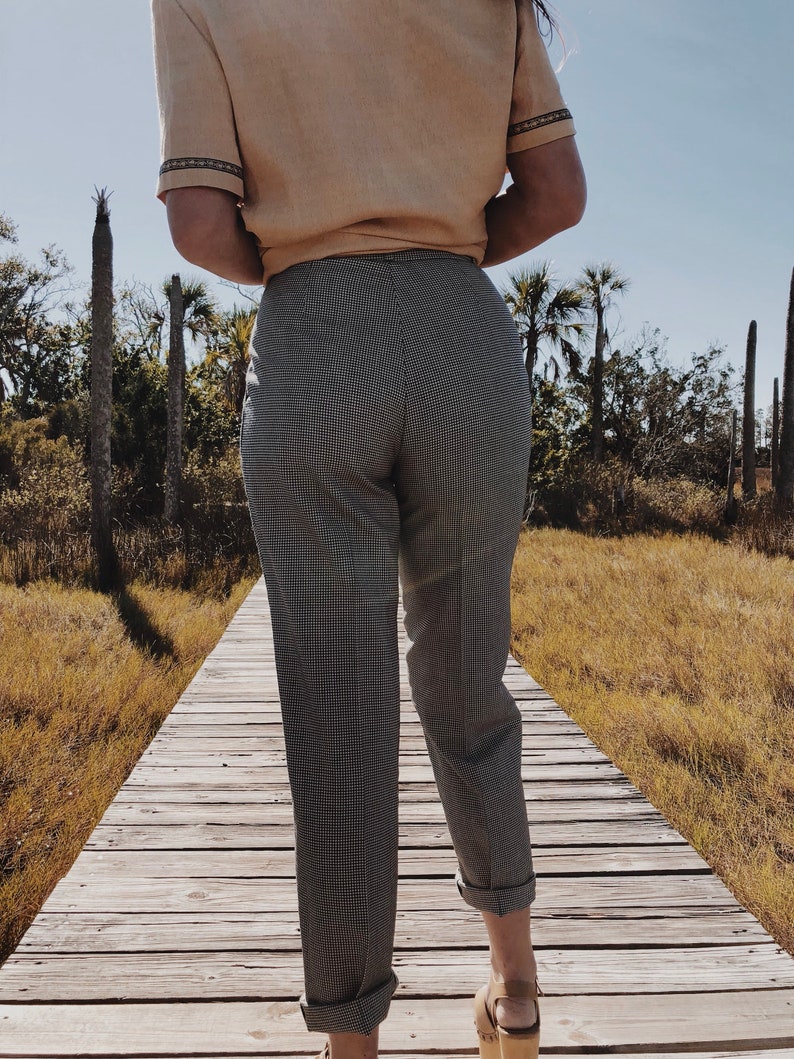 Vintage 70s 80s Jade Workwear Houndstooth Trousers