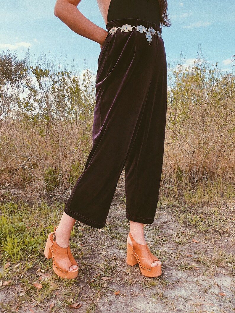 Vintage 90s does 70s LT SPORT Aubergine Velvet Cropped Widelegs
