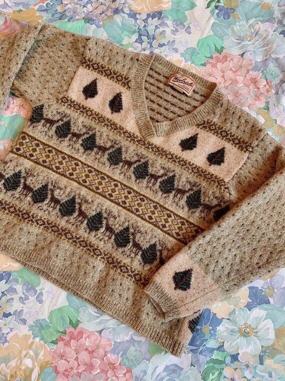 Vintage 90s Woolrich Cropped Wool Fair Isle Sweate