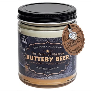 BUTTERY BEER Candle | Butterbrew Candle | Butterscotch Scent | Bookish Gift | Book Lover Candle | Book Inspired | 9oz