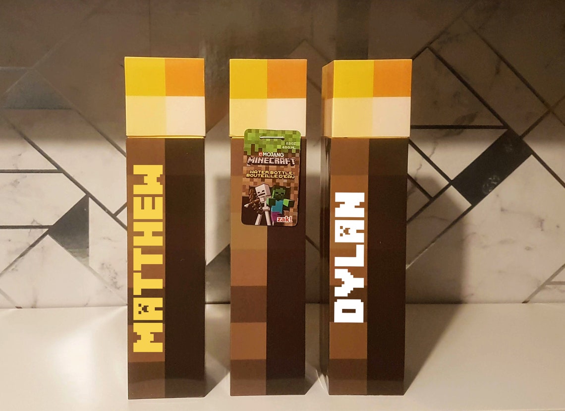 MINECRAFT Torch WATER BOTTLE Etsy UK