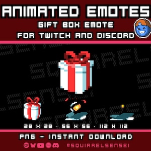 Geschenkdoos-emoties voor Twitch-streaming en Discord/YouTube | Animal Crossing | Pixelkunst | Geanimeerd of statisch | Kant-en-klaar en klaar voor gebruik