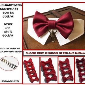 Burgundy Dog Bow Tie Collar-Dog Tuxedo Collar-Dog Ring Bearer Bow Tie-Dog Wedding Attire-Best Dog Bow Tie-Wedding Dog Collar-Cabernet Bow