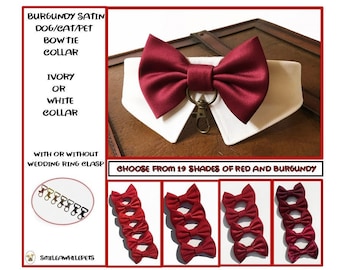 Burgundy Dog Bow Tie Collar-Dog Tuxedo Collar-Dog Ring Bearer Bow Tie-Dog Wedding Attire-Best Dog Bow Tie-Wedding Dog Collar-Cabernet Bow