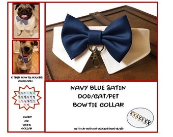 Navy Blue Dog Bow Tie Collar-Dog Tuxedo Collar-Dog Ring Bearer Bow Tie-Dog Wedding Collar-Wedding Dog/Pet Attire-Dog Ring Pillow Alternative