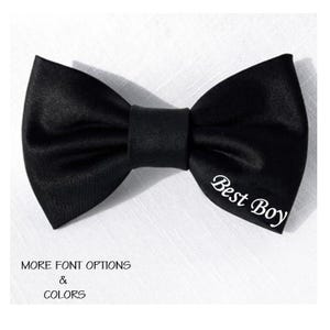 Wedding Dog Bow Tie-Black Dog Bow Tie-Dog Wedding Attire-Best Boy-Best Dog-Ring Security-Dog Ring Bearer BowTie-Personalized Wedding Bow Tie