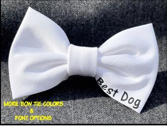 Personalized Wedding Dog Bow Tie-Dog Wedding Attire-White Dog Bow Tie-Best Dog Bow Tie-I Do Too Wedding Dog Bow Tie-Dog Ring Bearer Bow Tie