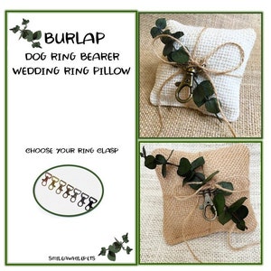 Dog Ring Bearer Wedding Ring Pillow-Rustic Burlap Wedding Ring Pillow-Wedding Dog Attire-Rustic Outdoor Wedding-Best Dog-Best Boy-Flower Dog