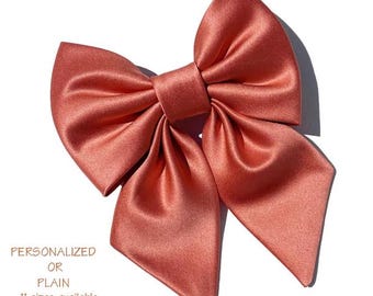 Rust Orange Wedding Dog Bow-Autumn Dog Bow-Personalized or Plain Wedding Dog Bow-Dog Wedding Attire-Custom Colors & Fonts-Sizes XXS to XXXL