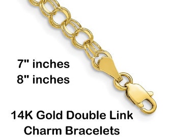 Vintage Solid 14k Yellow Gold Charm Bracelet Real Genuine 