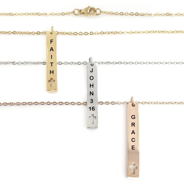 Cross Bar Necklace Etsy