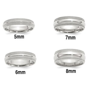 Solid Sterling Silver Comfort Fit Double Milgrain Wedding Bands 5mm 6mm 7mm 8mm - with Optional Custom Engraving