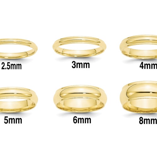 14K Solid Yellow Gold Flat Style Wedding Bands With Free | Etsy