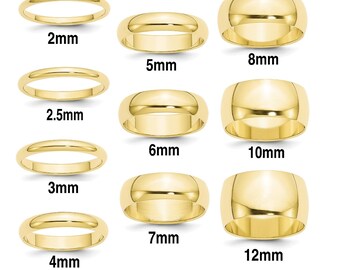 10K Solid Yellow Gold Wedding Bands Half Round Style With Free | Etsy