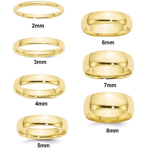 10K Solid Yellow Gold Wedding Bands Half Round Style With Free - Etsy