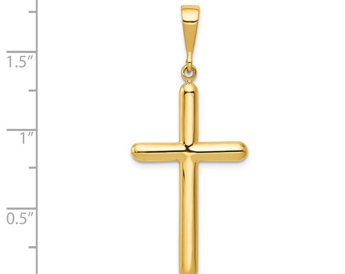 14K Yellow Gold Cross Pendant 46mm length