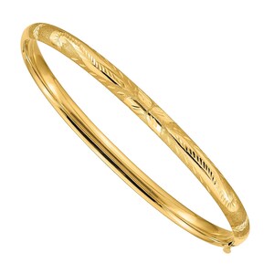 Gold Bangle Bracelets floral Florentine Design 14K Gold Hinged 5mm, 6mm ...