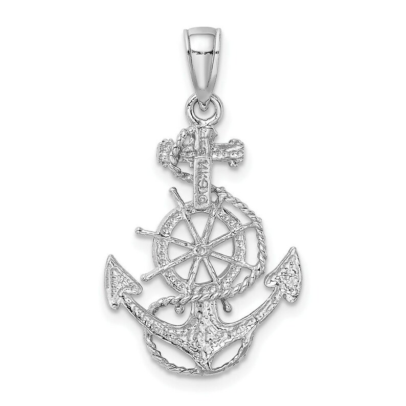 14K Yellow Gold Anchor and Wheel Pendant Etsy