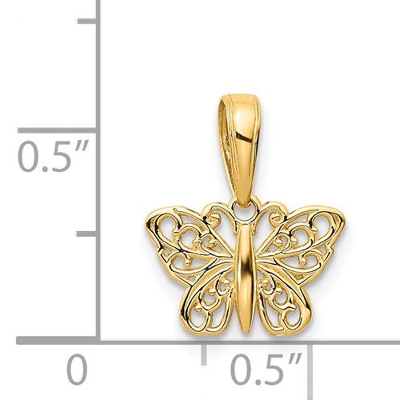 14K Yellow Gold Filigree Butterfly Charm - Etsy