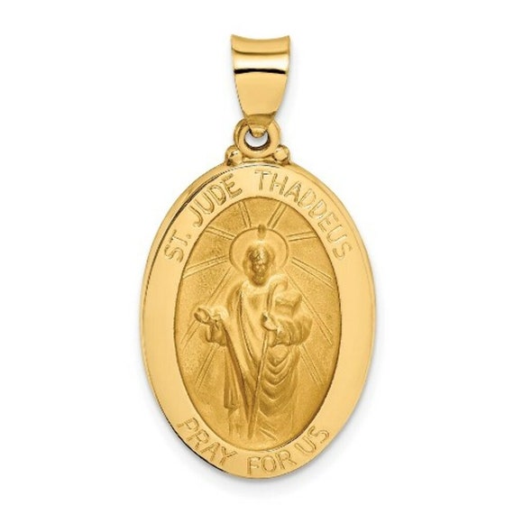 14K Yellow Gold Polished and Satin St. Jude Thaddeus Medal - Etsy