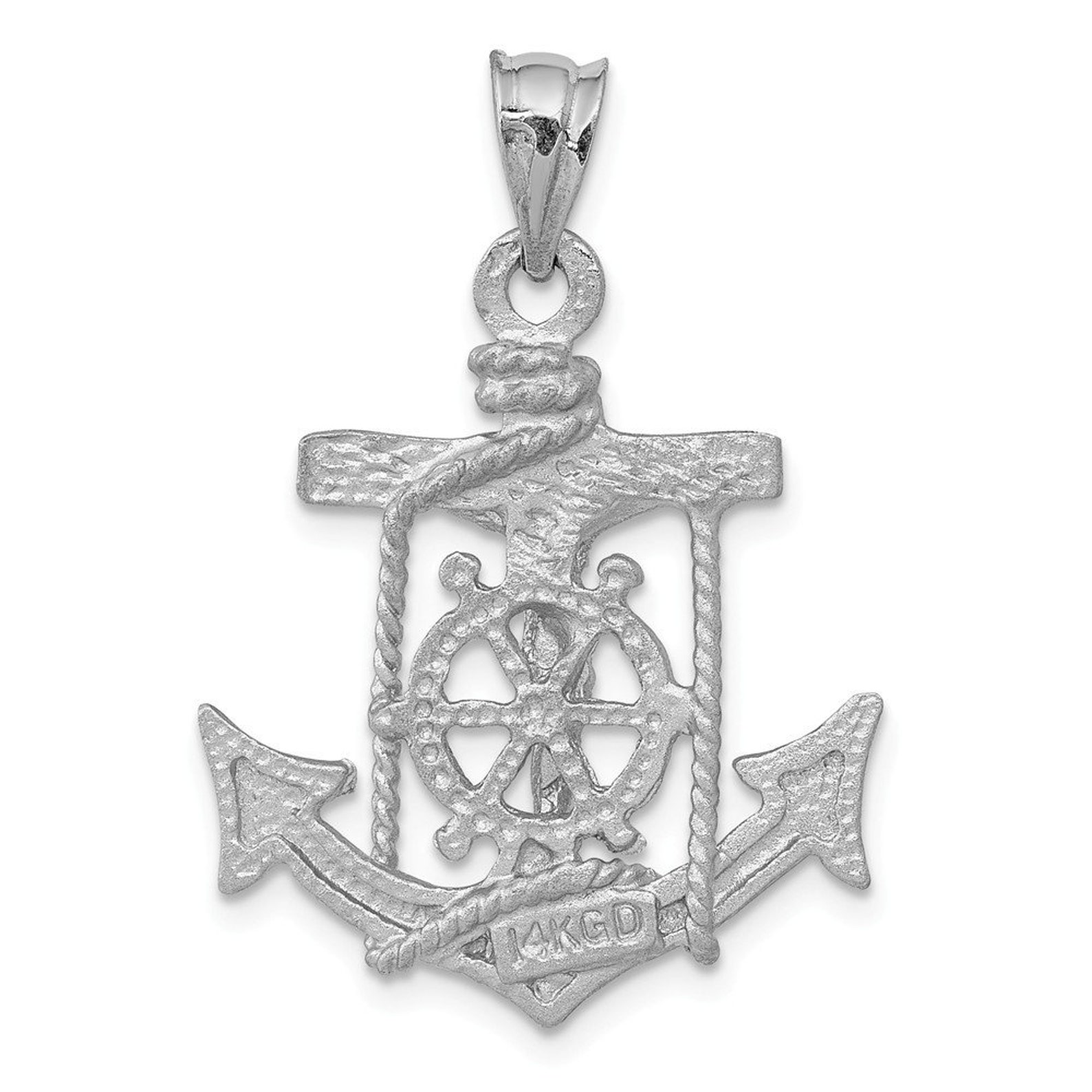 14K White Gold Mariners Cross Pendant Etsy
