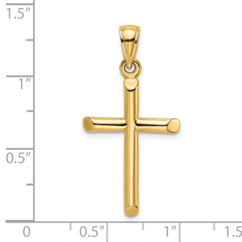 14K Yellow Gold Polished Cylinder Cross Charm Pendant