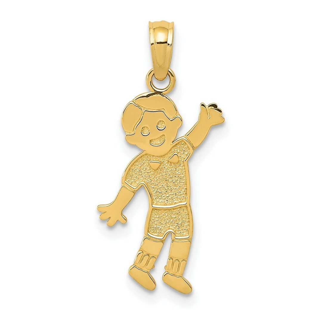 14K Yellow Gold Boy Pendant Etsy