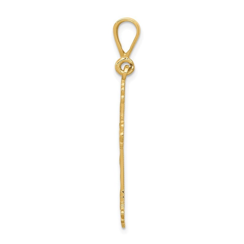 14K Yellow Gold Budded Cross Pendant 38mm length