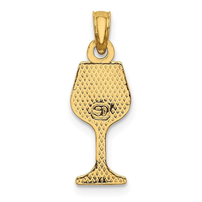 14K Yellow Gold 2-D WINE GLASS Charm Pendant