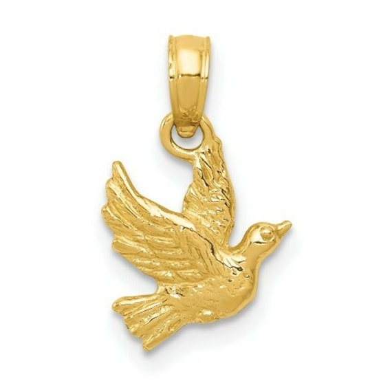 14K Yellow Gold Flying Dove Pendant - Etsy Canada