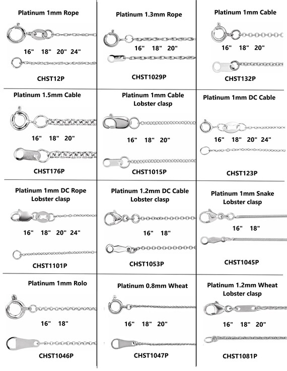 Platinum Pendant Chain Necklace Solid 950 Platinum Rope Etsy